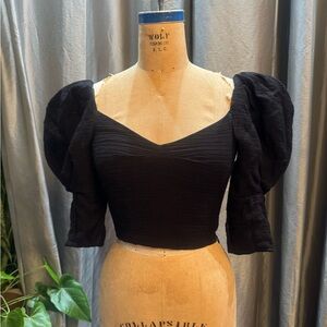 Zara Black Puff Sleeve Blouse